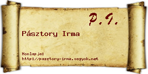 Pásztory Irma névjegykártya