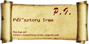 Pásztory Irma névjegykártya